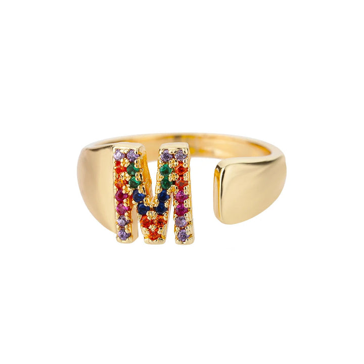 Anello color oro con Lettera Personalizzata (Regolabile)