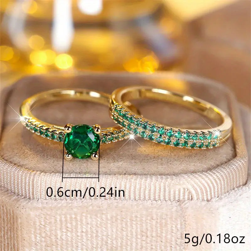 Set di Anelli Duo con Smeraldo in Oro