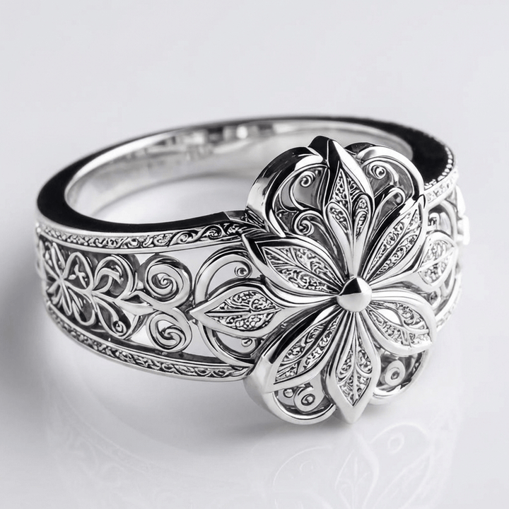 ANELLO IN ZIRCONIA A FIORI D'ARGENTO
