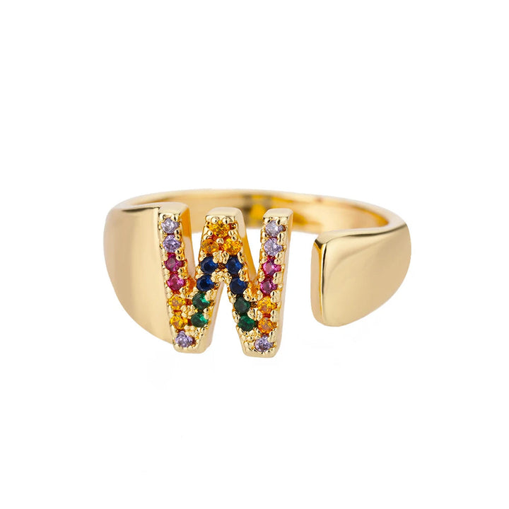 Anello color oro con Lettera Personalizzata (Regolabile)