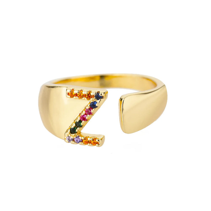 Anello color oro con Lettera Personalizzata (Regolabile)