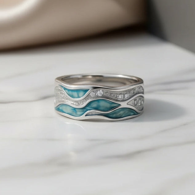 Anello Onde Turchesi in Argento