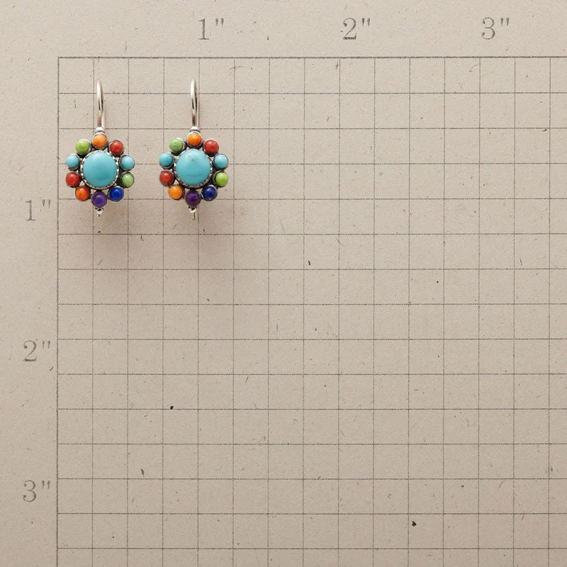 Orecchini a cerchio turchesi chic multi-colore