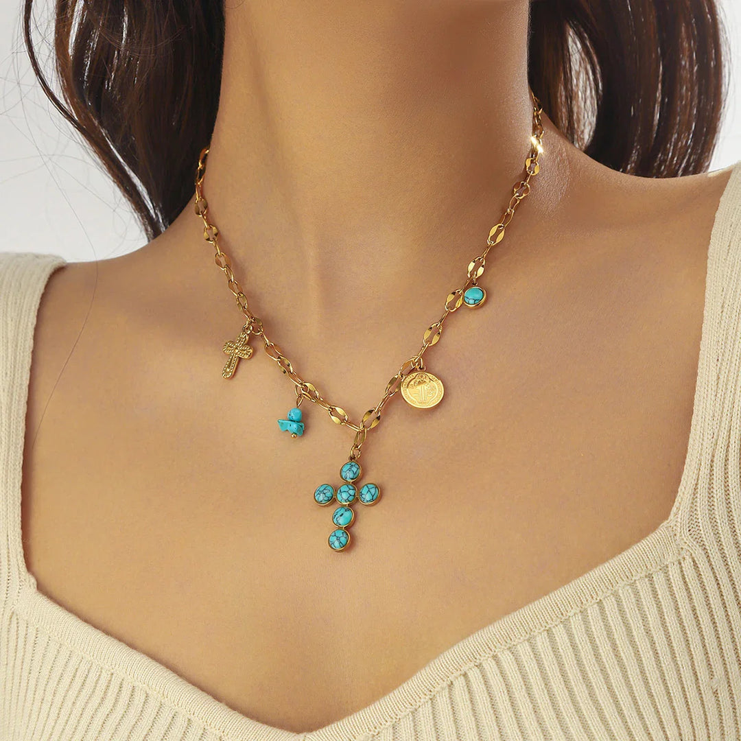 Collana Croce Turchese Eleganza