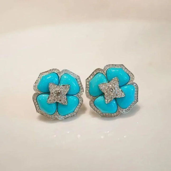 Orecchini Fiore Argento Turchese