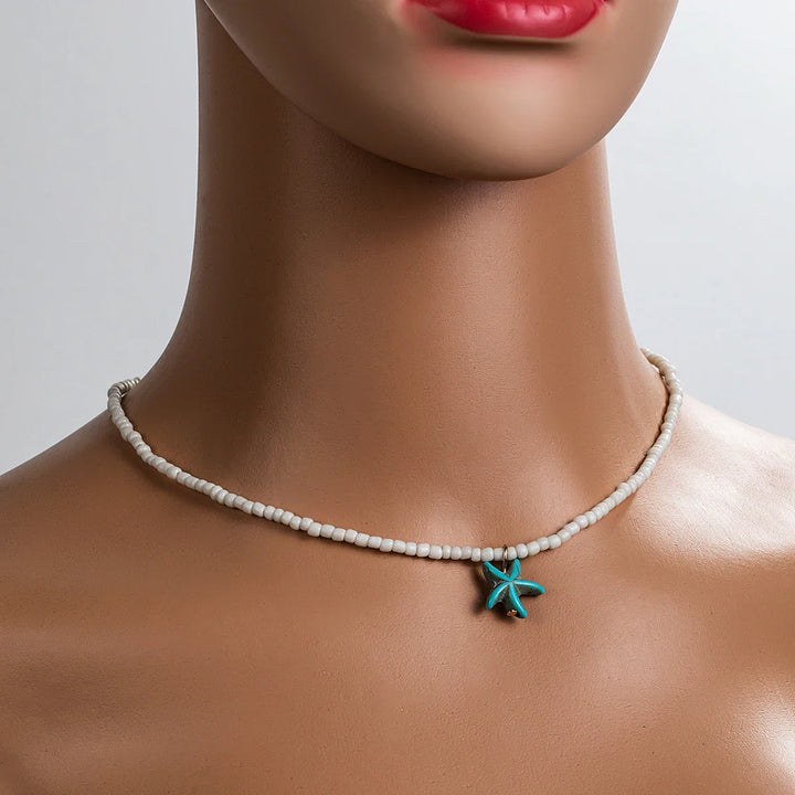Collana Stella Marina Boho Turchese