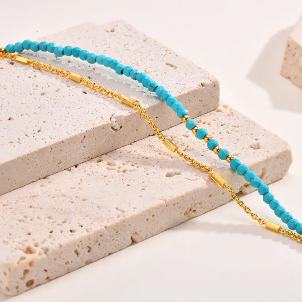 Bracciale in Oro Doppia Catena con Turchese