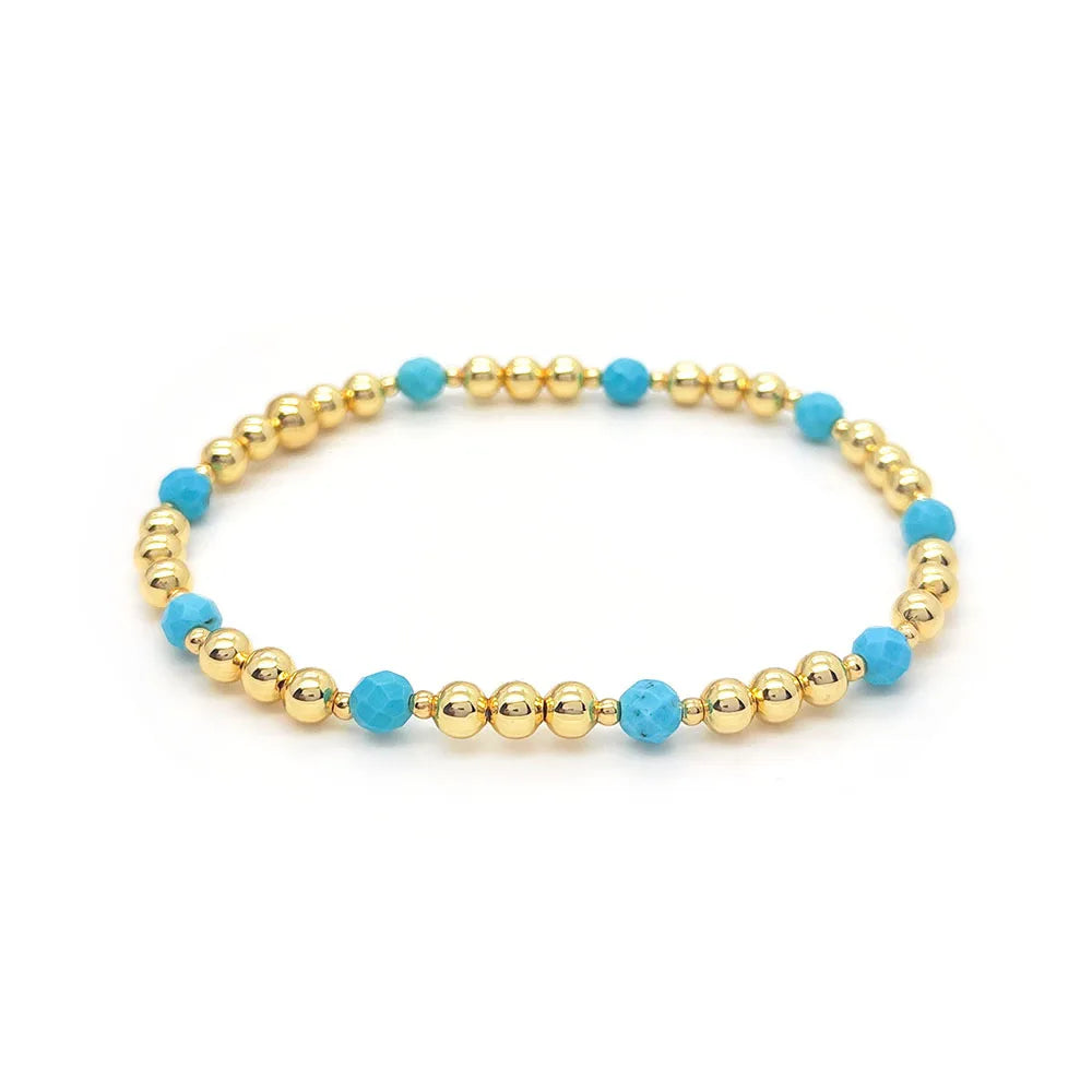 Bracciale con Charm a Croce in Perline Turchesi Vintage