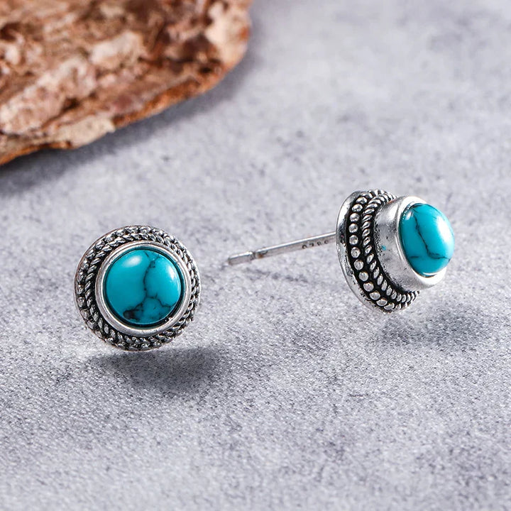 Orecchini a perno in imitazione turchese vintage bohemien