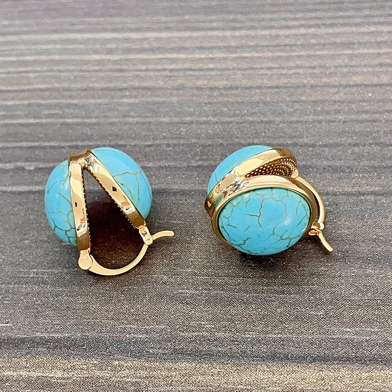 Orecchini a Perno Geometrici Vintage Eleganti Turchesi