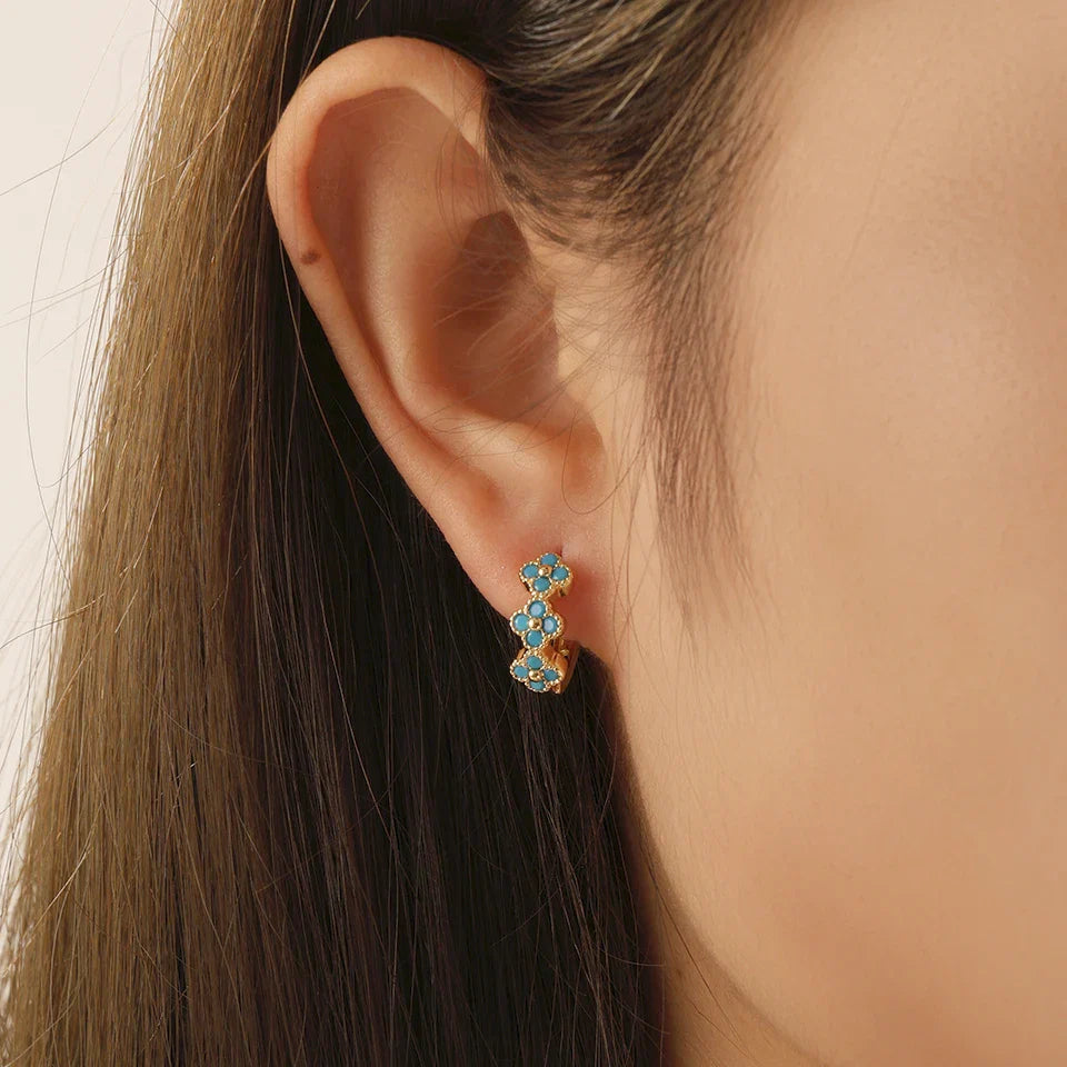 Orecchini Fiore Azzurro Bohemien