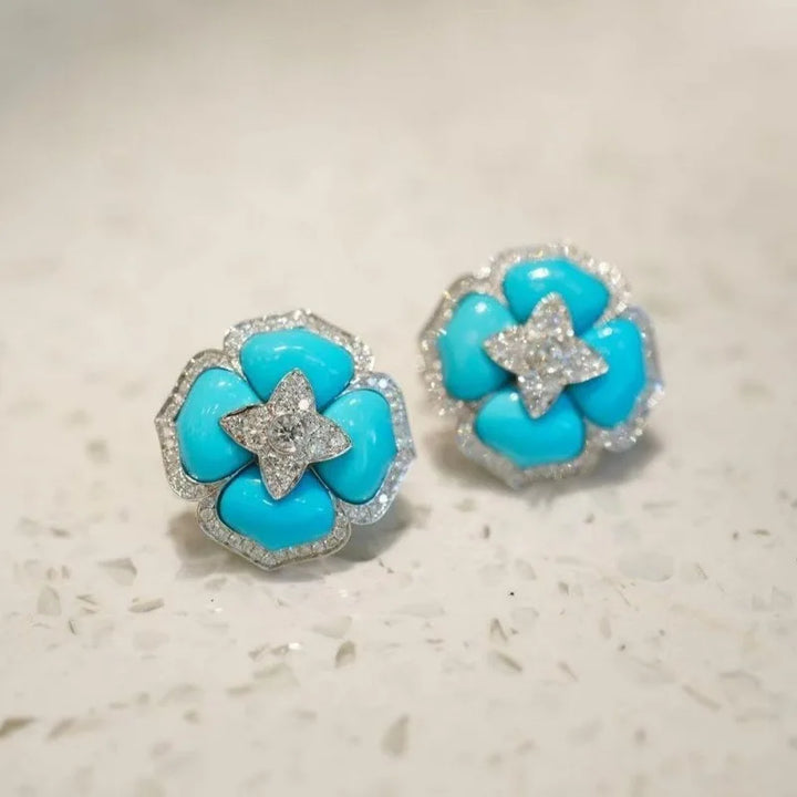 Orecchini Fiore Argento Turchese