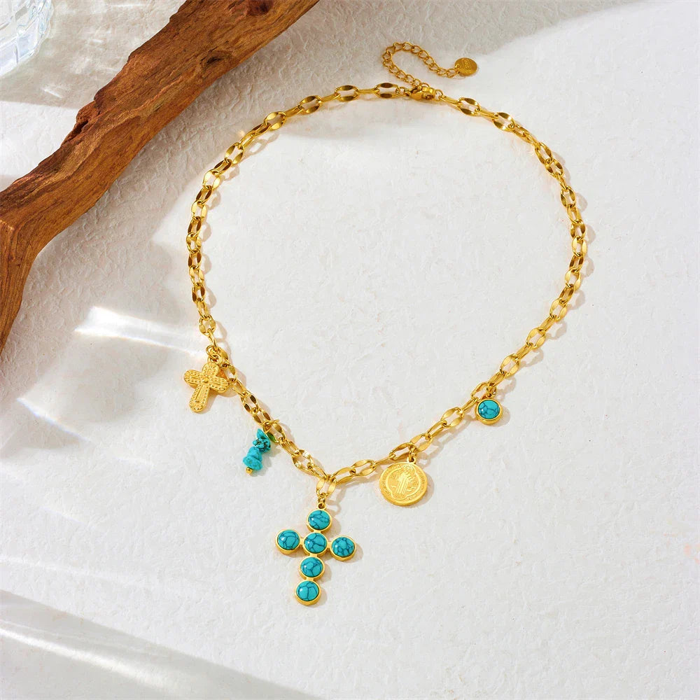 Collana Croce Turchese Eleganza