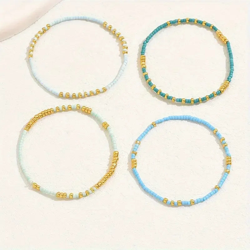 Set di Braccialetti Chic Bohemien con Perle Turchesi