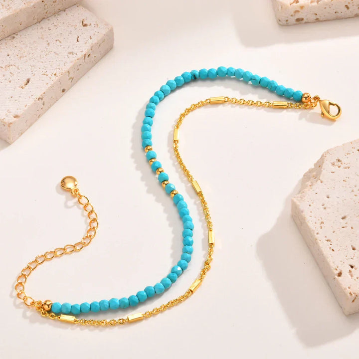 Bracciale in Oro Doppia Catena con Turchese