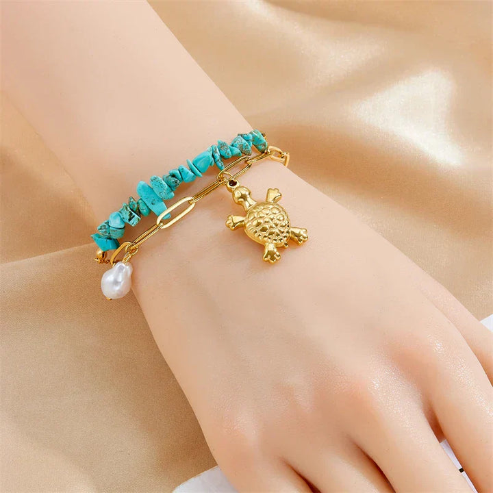 Bracciale Esclusivo in Turchese con Tartaruga