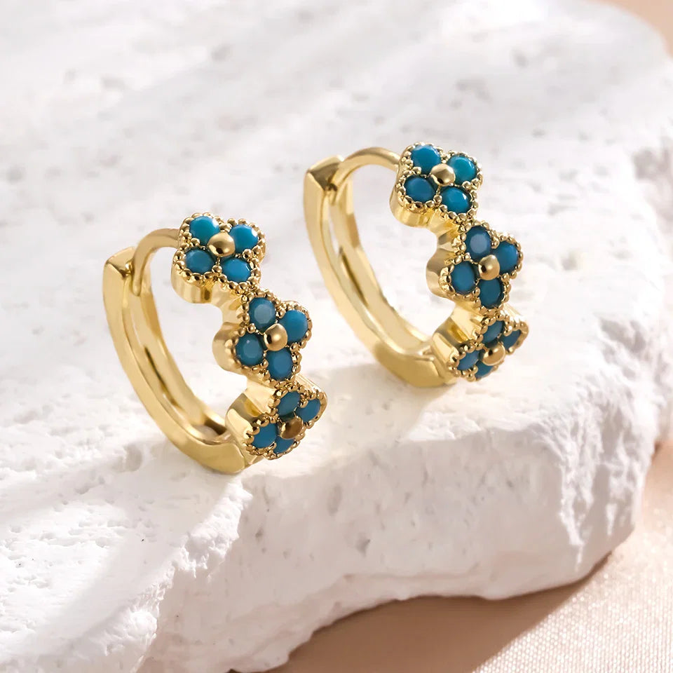 Orecchini Fiore Azzurro Bohemien