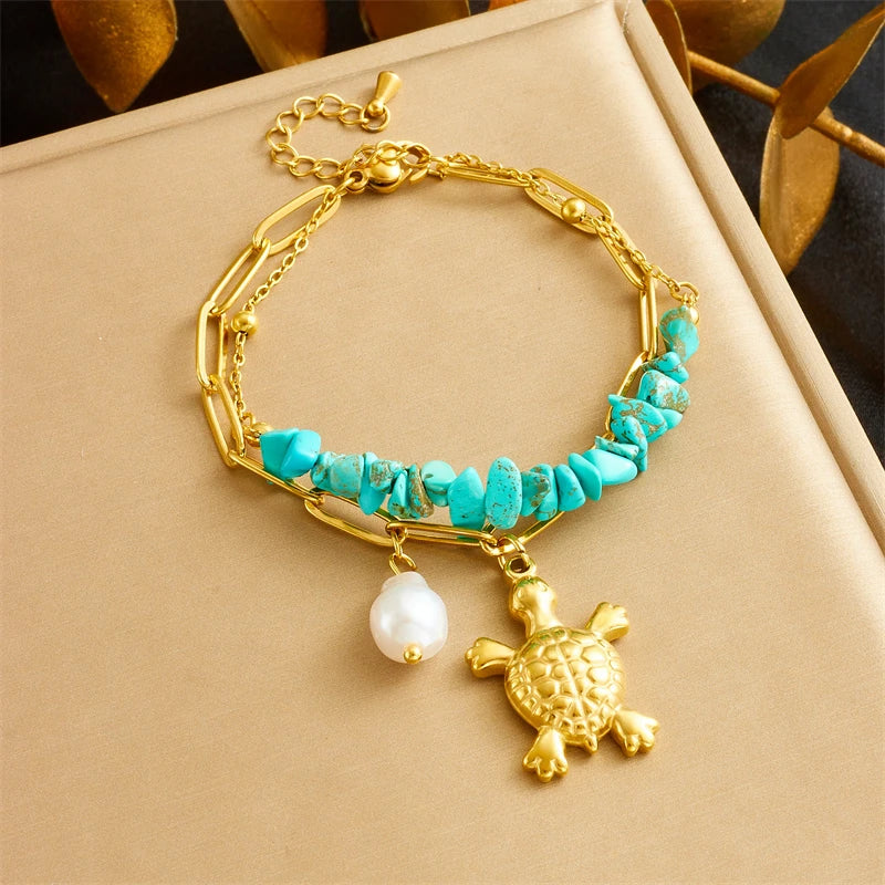Bracciale Esclusivo in Turchese con Tartaruga