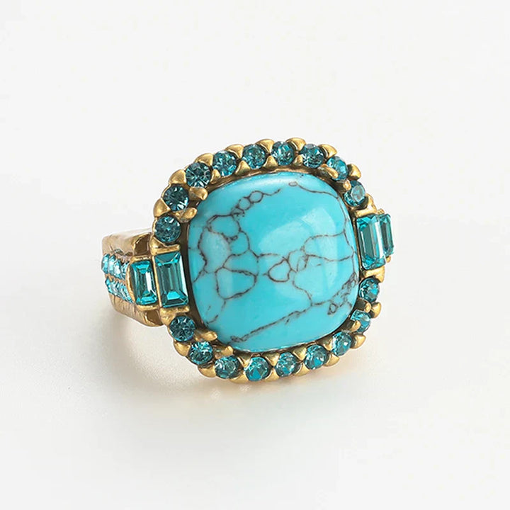 Anello Vintage Art Deco Turchese Oro