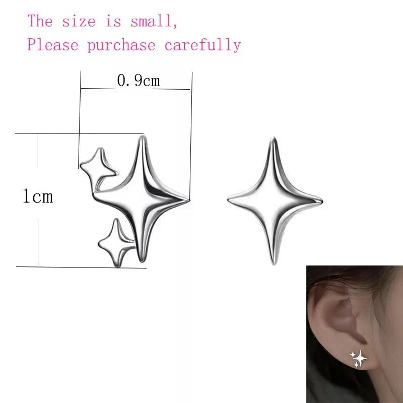 Sterling Silver Star Chain Earrings