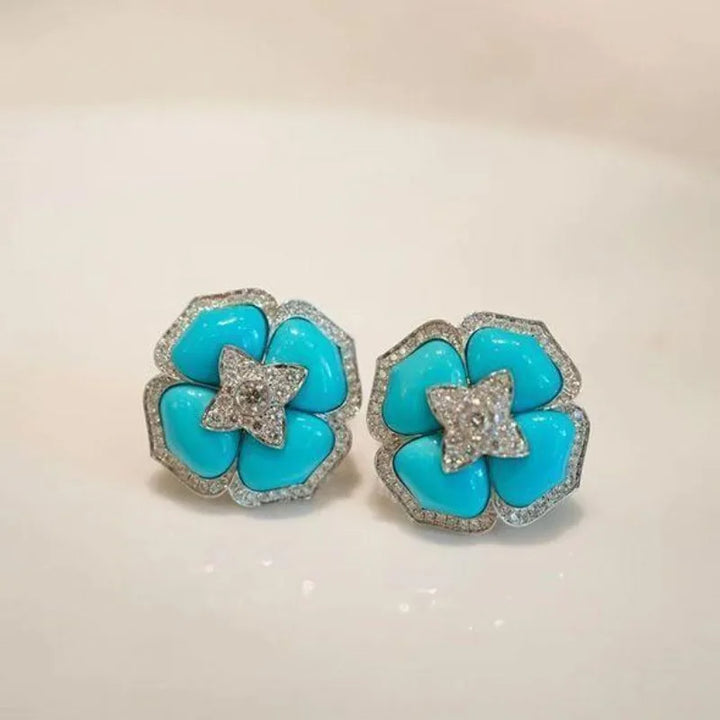 Orecchini Fiore Argento Turchese