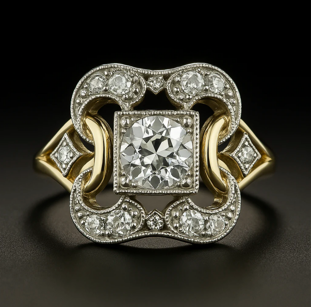 Anello Classico in Oro con Zirconia Vintage