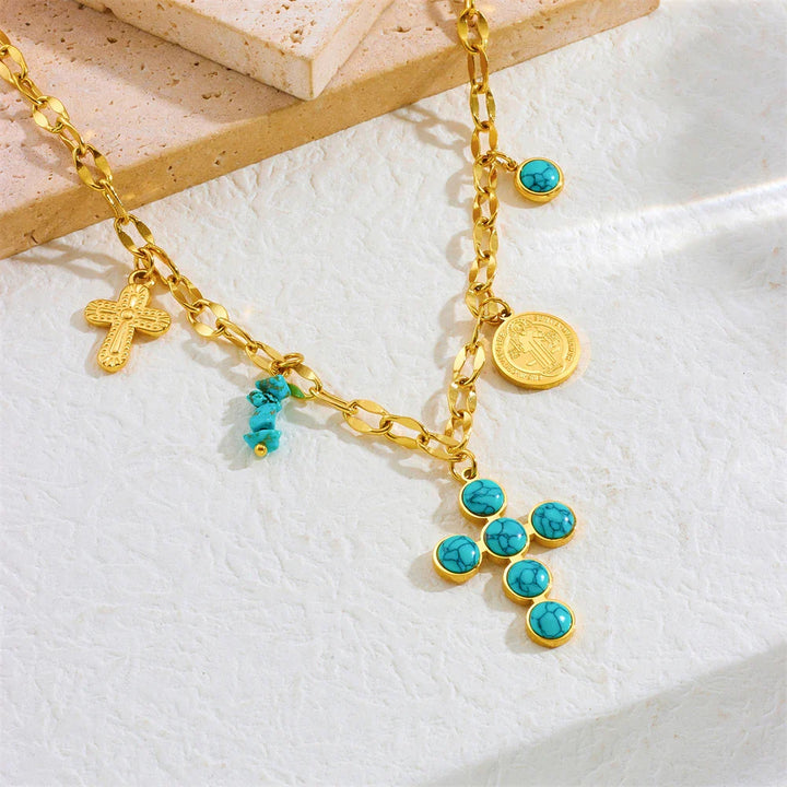 Collana Croce Turchese Eleganza