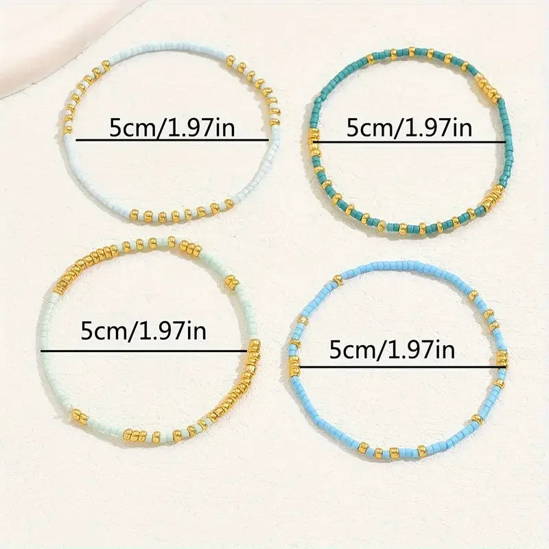 Set di Braccialetti Chic Bohemien con Perle Turchesi