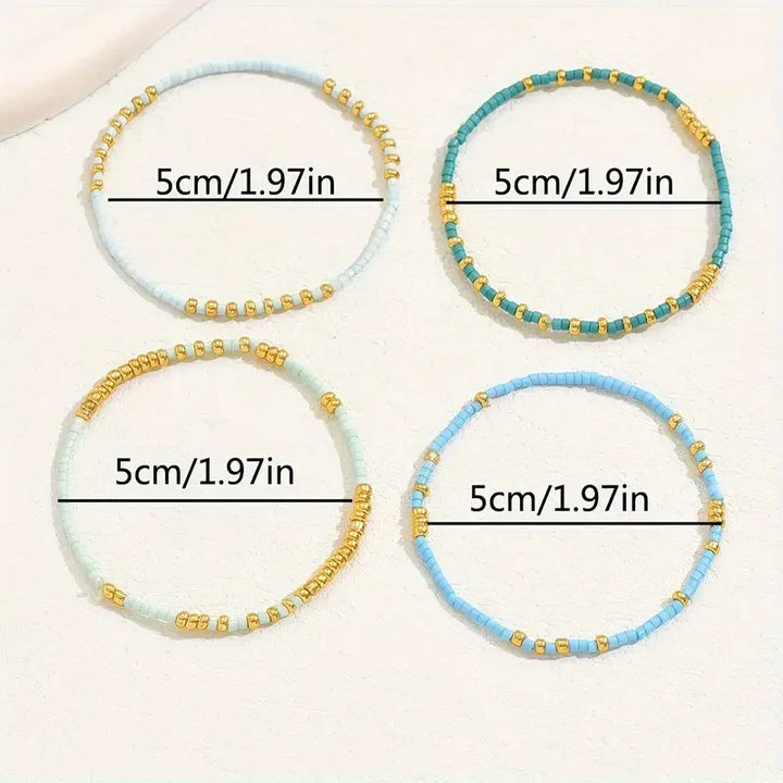 Set di Braccialetti Chic Bohemien con Perle Turchesi