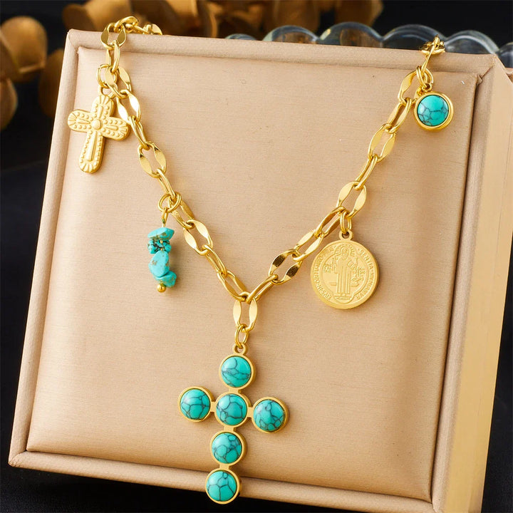 Collana Croce Turchese Eleganza