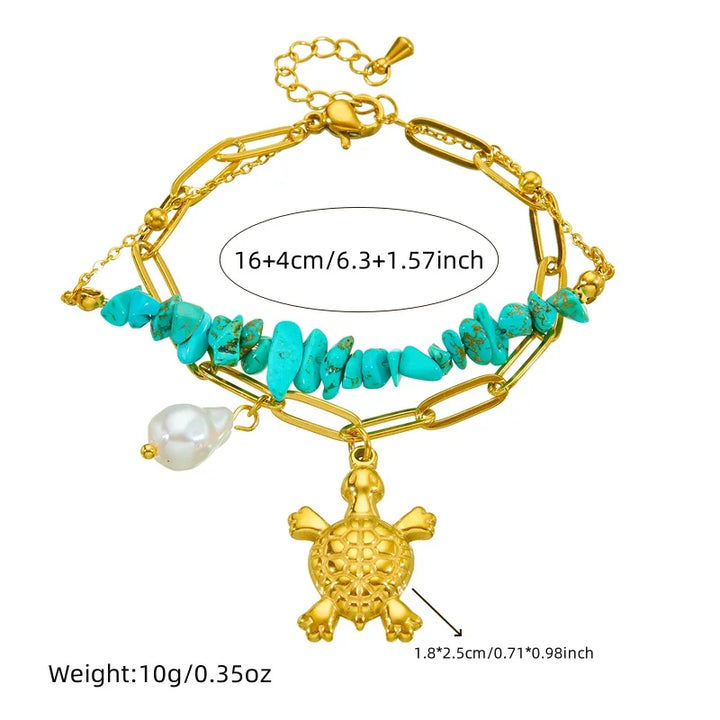 Bracciale Esclusivo in Turchese con Tartaruga