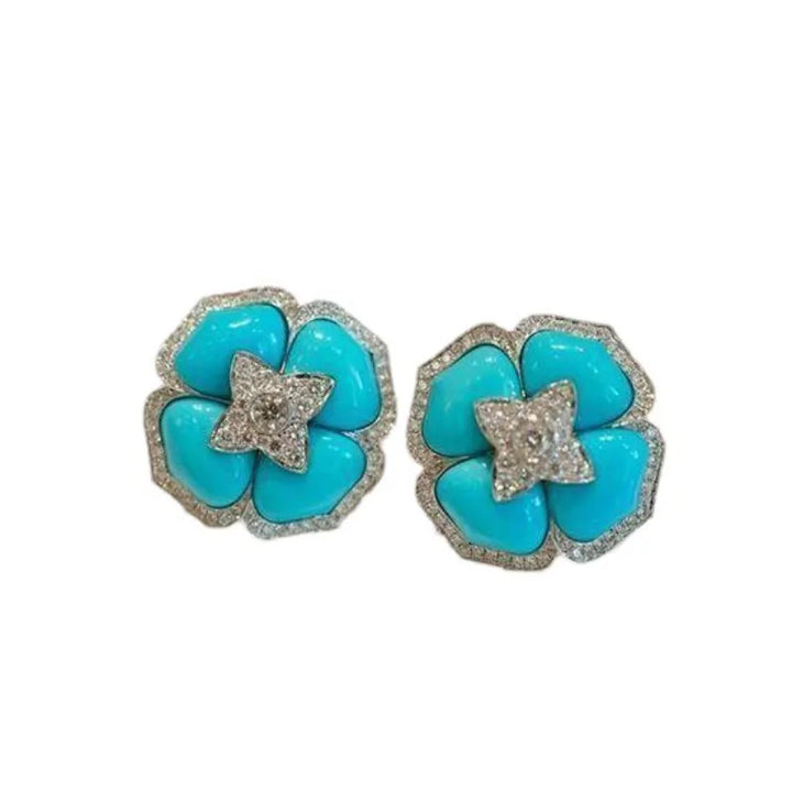 Orecchini Fiore Argento Turchese