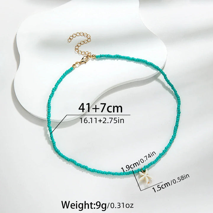 Collana Stella Marina Boho Turchese