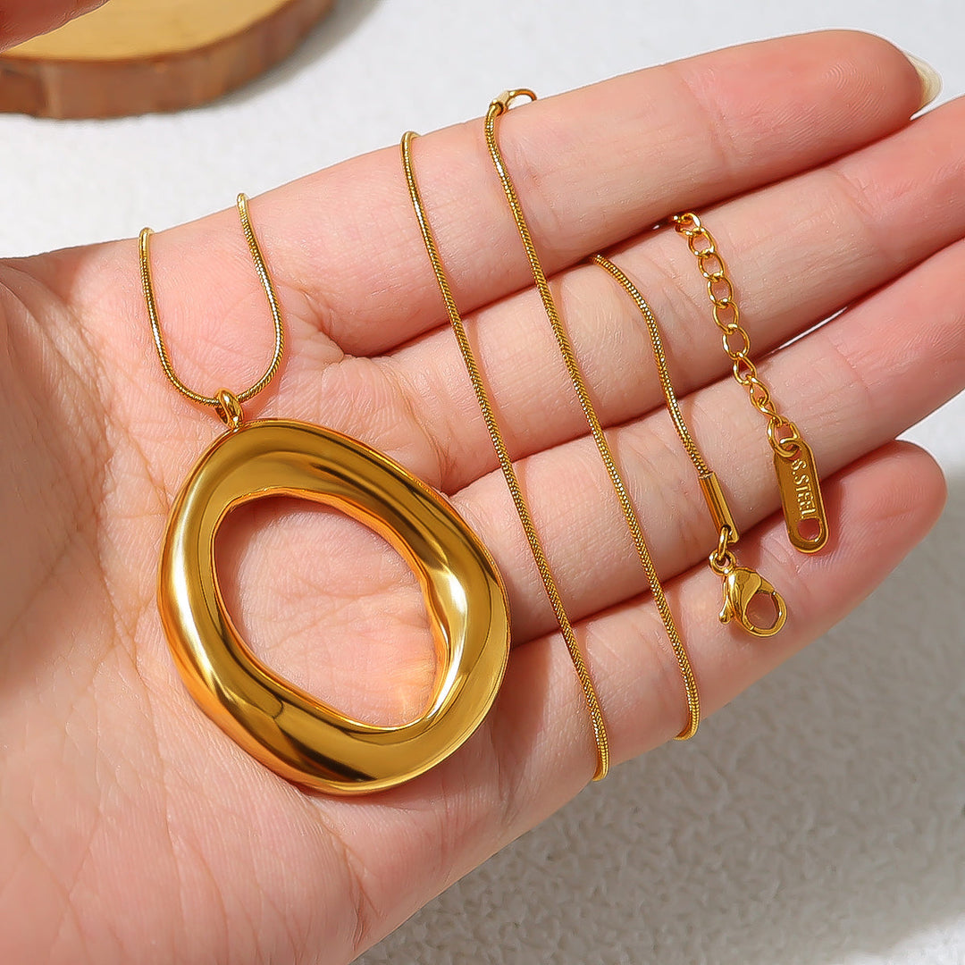 Collana Ovale Dorata in Oro Placcato