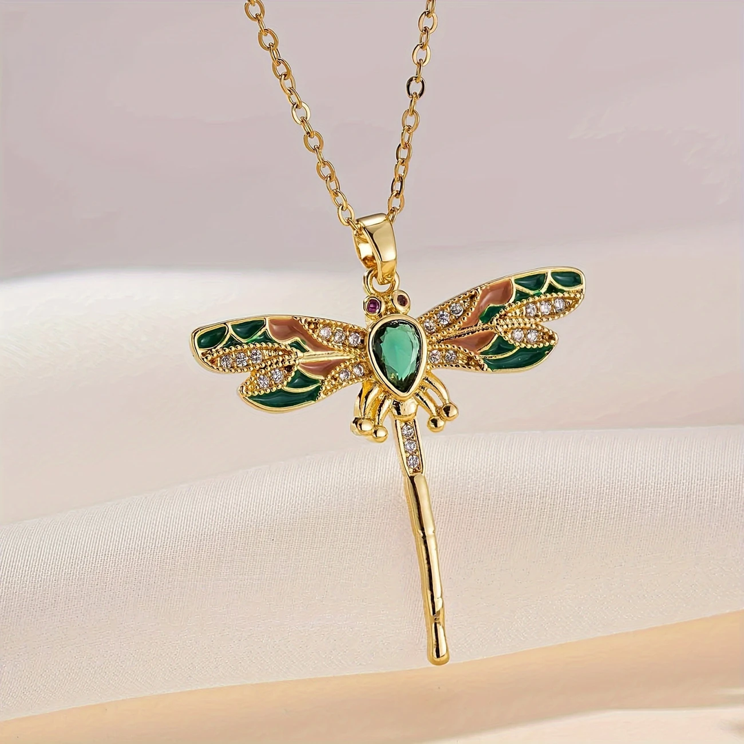 Collana luminosa con libellula verde