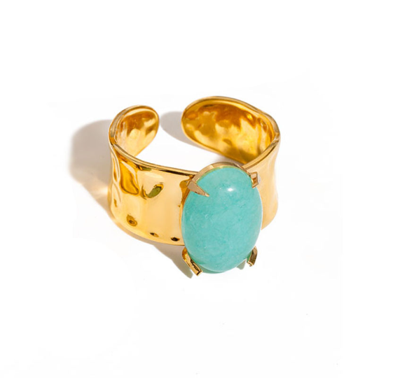 Anello della Dea Blu Amazonite Sofisticato