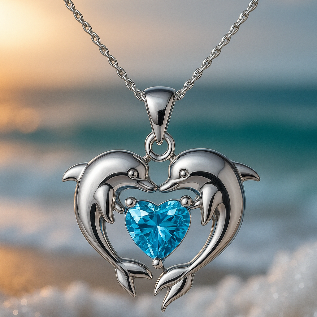 Collana senza tempo in argento con doppi delfini e opale